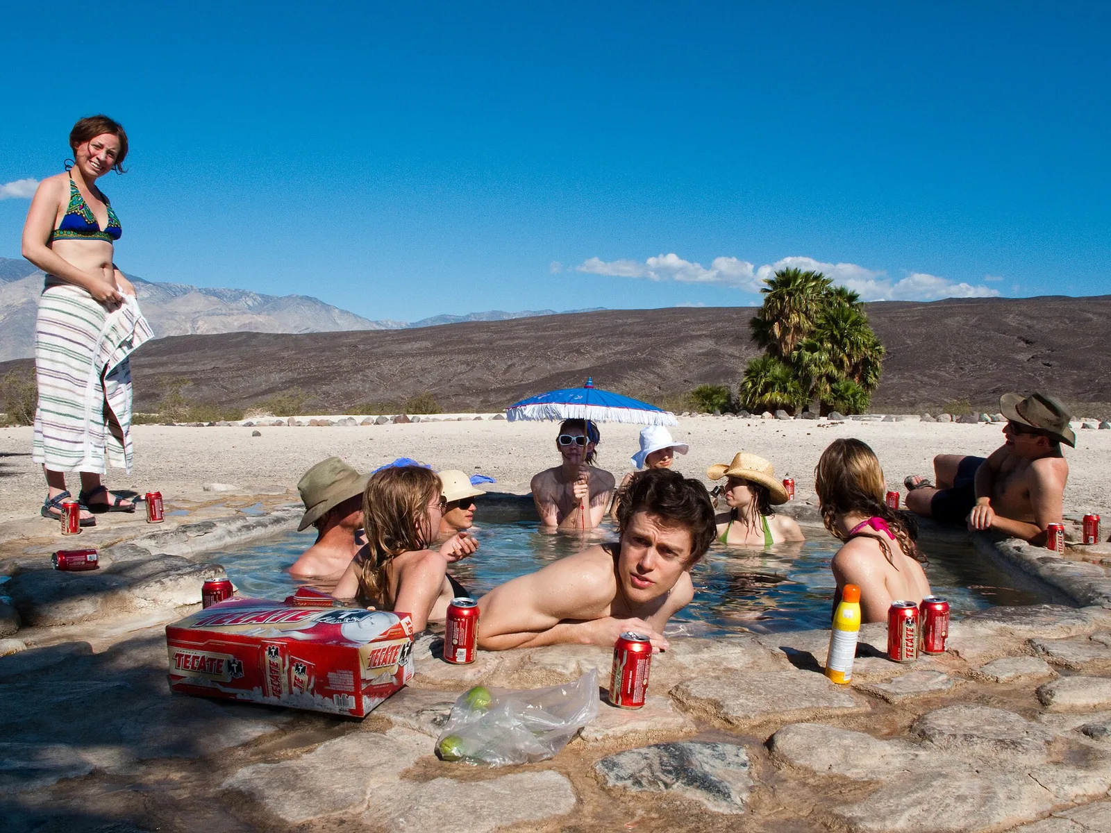 Soaking tubs at Saline Valley's dispersed camping area — camp beside the springs