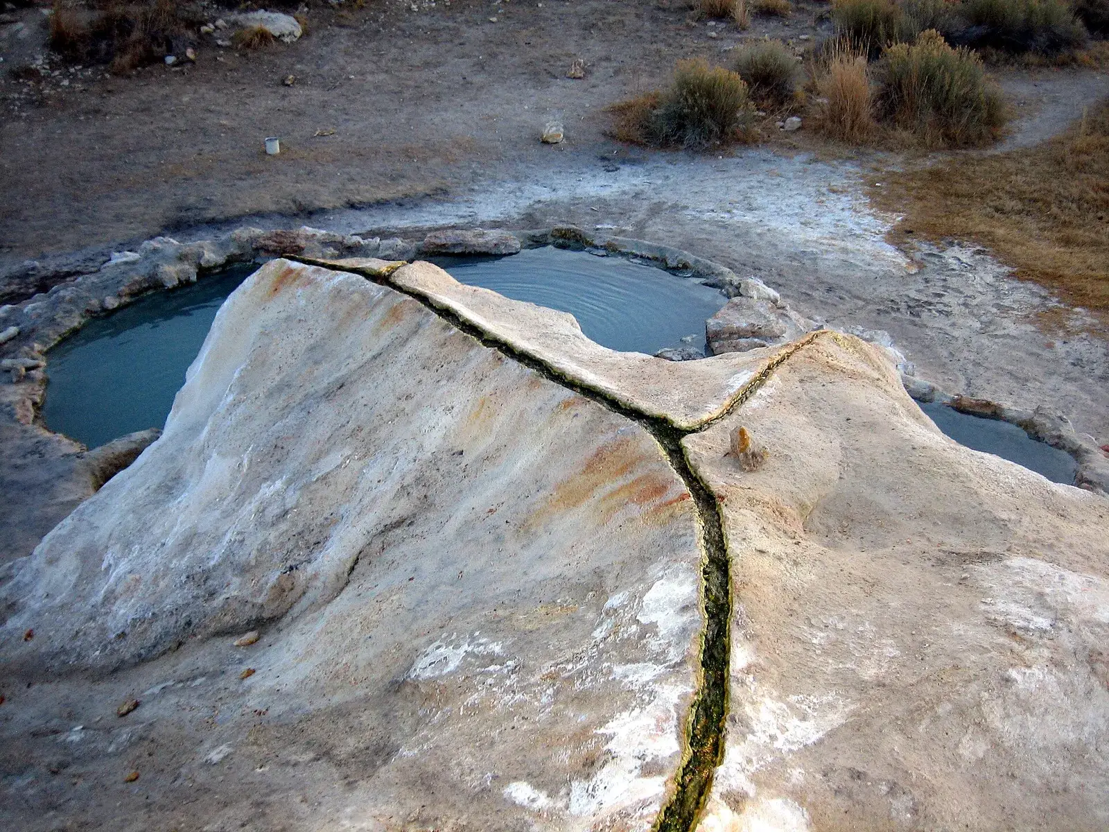 Travertine terraces and the soaking pools at Travertine Hot Springs near Bridgeport, California