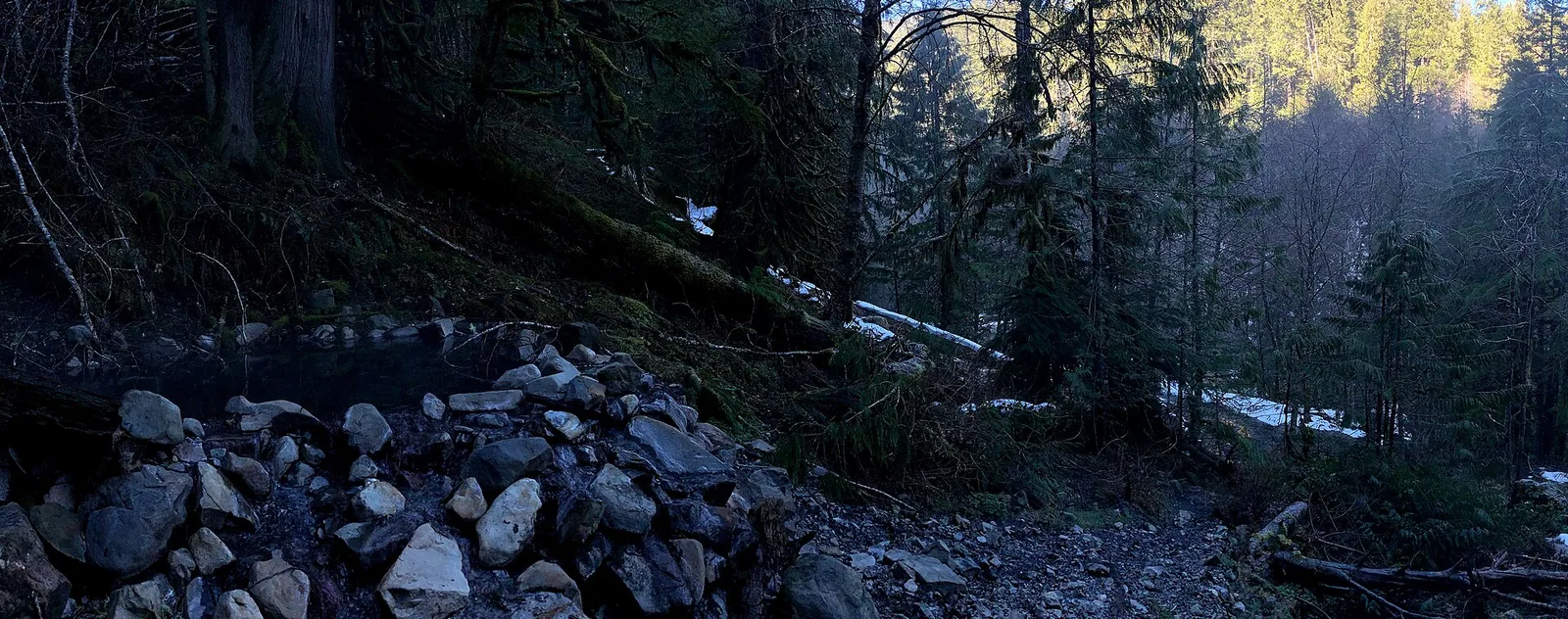 A soaking pool above the trail at Olympic Hot Springs, Washington
