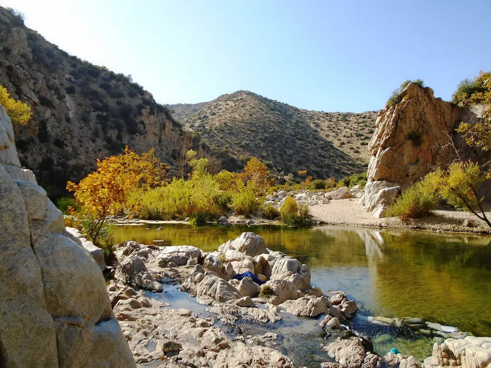 Primitive pools beside Deep Creek at Deep Creek Hot Springs, California